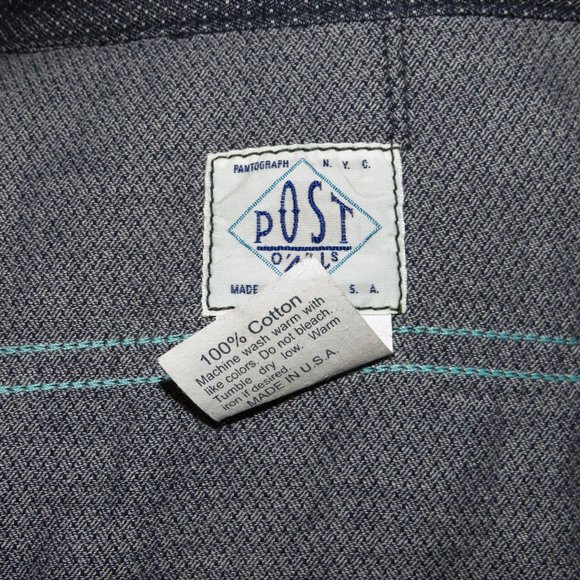 Post O'Alls Overalls Blue Pin Dot Collared Buttoned Down Shirt M - Picture 10 of 11